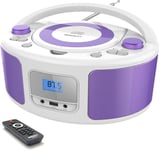 Poste Cd Enfant, Lecteur Radio Cd Portable Boombox, Avec Bluetooth,Radio Fm,Usb, Aux, Lecteur Cd Enfant (Purple Radio)