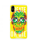 Coque Iphone XR mort 13 create or die jaune vert fluo