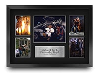 HWC Trading FR A3 Michael J Fox & Christopher Lloyd Back to the Future Gifts Printed Signed Autograph Presentation Display for Movie Memorabilia Fans - A3 Framed