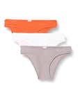 Calvin Klein Women's 3 Pack Bikini (Low-rise Dipped) 000qd5206e Bikini Panties, Multicolour (Orange Rust/Grey Sand/White), XS