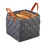 Relaxdays Panier en feutre tressé, pliable de rangement feutre, étagère avec anses, HlP 29x31x31cm;gris foncé