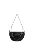 CHARLES & KEITH Philomena Crinkle Effect Half Moon Crossbody Bag, Noir