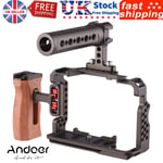 Andoer Aluminum Alloy Camera Cage Kit with Top Handle Wooden for Sony A7 II F7I5