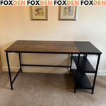 Large Computer Desk with Shelves Industrial Office Workstation Table Corner Desk