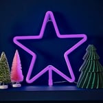 Ginger Ray- Décoration de Table en Forme d'étoile néon pour cheminée, Christmas Large Lilac Light Up
