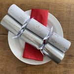 Luxury Christmas Snowflake Crackers | Silver Festive Party Table Decorations x 8