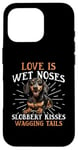 Coque pour iPhone 16 Pro Teckel blaireau wiener saucisse chien Love is wet nezes