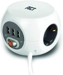 Bloc Multipr Avec Usb, Powercube 3 Pr S Usb-A (2,4 A/12 W) Avec Interrupteur, Pr 3 Pr S, Avec Tampon Adhésif Pour Cuisine, Bureau, Salon, Longueur Du Câble 3 M, Couleur Blanc - Ac2410