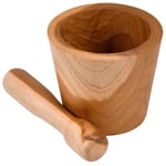 Mortier et pilon de cuisine rond allongé en bois de teck – KYOTO