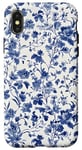 Coque pour iPhone X/XS Blue Flower Toile de Jouy Fleurs Parisiennes Françaises