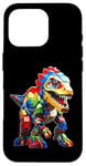 Coque pour iPhone 16 Pro Jeu de briques T-Rex pour les amateurs de dinosaures