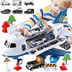 Jouet Avion avec Son et Lumière, Garage Voiture avec 6 Mini Voitures de Police, Jouet de Voiture de Transport Avion Pour Enfants 3