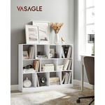 Bibliothèque, Étagère Rangement, Meuble pour Dossier, avec 8 Casiers Ouvers et 3 Compartiments, pour Bureau, Chambre, Salon, Blanc par songmics