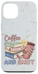 Coque pour iPhone 13 Funny Coffee and Smut Bookworm Librarian Skeleton Retro Cute