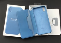 Genuine Apple iPhone XS MAX Leather Folio Case CAPE COD BLUE RRP £129