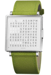 QLOCKTWO Watch W35 Pure White French Grain Leather Green D