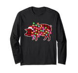 Plaid Buffalo Pig Christmas Pajamas Family Xmas Lights Women Long Sleeve T-Shirt