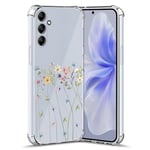 Nuxiady Coque pour Samsung Galaxy S24 FE Silicone Transparente Antichoc Housse TPU Fleur Anti-Rayures Étui Bumper avec Coins Renforcés Cover pour Galaxy S24 FE, Petite Fleur Papillon