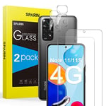 SPARIN 2+2 Pièces Verre Trempé Compatible avec Xiaomi Redmi Note 11/11S 4G (No 5G), 2 Protecteurs d'écran et 2 Caméra Protection écran Pour Redmi Note 11/11S, Anti Rayures, Ultra Résistant