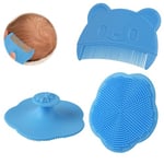 Aolso Peigne à Cheveux pour Bébé, 2pcs Peigne pour Bébé, Arc de Forme Brosse à Cheveux, Brosse de bain pour bébé, brosse de tête de berceau pour bébé, brosse de massage en silicone pour Bébé(Bleu)