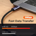 USB 4.0 -datakaapeli Macbook Prolle, Type C - Type C Thunderbolt 3 pikalatauskaapeli, 8K 60Hz, 100W, 5A 2m kyynärpää