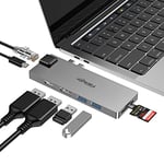 Station d'accueil USB C vers Double DisplayPort 4K@60 Hz, Adaptateur multiport 8 en 1 Type C vers Displayport Double Moniteur, hub USBC avec 2 DP, Ethernet, Carte SD/TF, Port PD 100W, Double USB 3.0