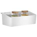 Tesa Rangement pour Accessoires de Cuisine - Boîte Autocollante pour Organiser sa Cuisine - Étagère de Rangement des Épices - avec Adaptateur, Montage Mural sans Percer - Blanc