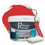 Peinture Résine multisupport Intérieur pour Faïence, Carrelage, Douche, Baignoire 5m² - RAL 3018 Rouge fraise + Kit d'application OFFERT