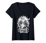 Womens Shred The Halls Christmas Rocker Santa Rock Guitarist V-Neck T-Shirt