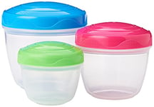 Sistema TO GO Snack ’n’ Nest Récipients de conservation alimentaire, 150 ml, 305 ml, 520 ml, Petits pots à goûter emboîtables, Sans BPA, Coloris assortis, 3 pièces