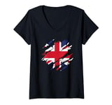 Womens Union Jack British Flag Torn Scratched Effect Men's Women's V-Neck T-Shirt