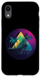 Coque pour iPhone XR Vert Palmiers Triangle Jaune et Fond Violet