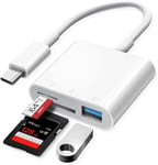 NÖRDIC USB-C kortleser 2 spor SD, MicroSD, 1xUSB-A 3.0 UHS-I