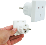 Pack of 2 UK to EU Plug Adapter - Schuko Sockets, UK to European Travel Adapter