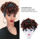 Short Curly Wig Blue Band Women Headband Wig Full And Thick For Daily Life Work