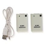 2x Rechargeable Battery 4800mAh Pack + USB Charger Cable for XBox 360 Controller