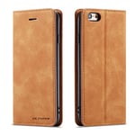 QLTYPRI Case for iPhone 6 iPhone 6S, Premium PU Leather Cover TPU Bumper with Card Holder Kickstand Hidden Magnetic Adsorption Flip Wallet Case Cover for iPhone 6 iPhone 6S - Brown