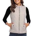 MISS MOLY Sans Manche Gilet Femme Ultra Légère Veste Manteau Parka Blouson Zippée Hiver M Gris clair