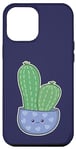 Coque pour iPhone 12 Pro Max Cactus Kawaii en pot pour les amateurs de plantes succulentes bleu nuit