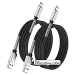 iPhone Charger Cable 2M, [MFi Certified] 2Pack Long USB A to Black 