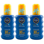 Nivea Sun Kids Protect & Play 3 X 200ml Sun Spray LSF30 Waterproof -for Children