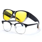 TJUTR Night Driving Over Glasse for Women Men Polarised Anti Glare Yellow Night Vision Glasses for Driving at Night Time