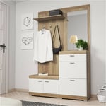 Thea - meuble d'entrée - bois et blanc - 135 cm - style scandinave - bois / blanc