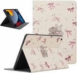 Coque Pour Ipad 9./8./7. Generation, Aesthetic Petit Ours Motif Design Housse De Protection Léger Avec Support Fonction Ultra-Mince Pu Transparent Étui À Rabat, Beige.[F1533]