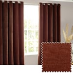 Yard Heavy Chenille Velvet Eyelet Curtains - 2 Panels - Width x Drop - 229 x 229cm (90 x 90) - Nutmeg