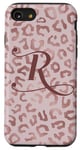 Coque pour iPhone SE (2020) / 7 / 8 Letter R Initial Leopard Rose Pink Cheetah Monogram