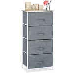 Meuble rangement 4 tiroirs tissu commode étagère tiroir tissu HxlxP: 95 x 45 x 30 cm, gris - Relaxdays