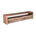 Meuble TV style nature 190 cm en acacia massif Azalée Naturel ALBERA : lowboard