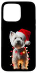 iPhone 15 Pro Max West Highland White Terrier Santa Hat Christmas Lights Dog Case