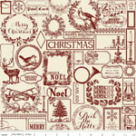 Fat Quarter Lost & Found Christmas Red Cotton Quilting Fabric - Riley Blake